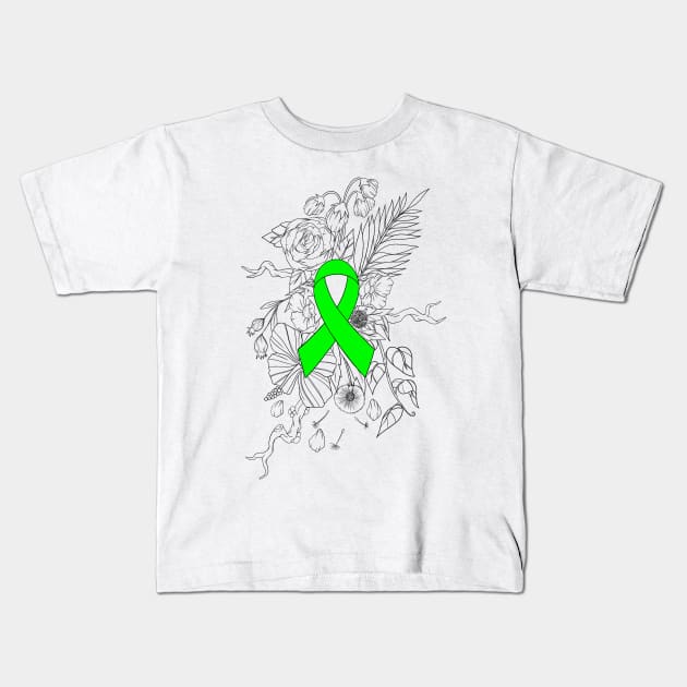 Mental health awareness green ribbon black Kids T-Shirt by NicsPics